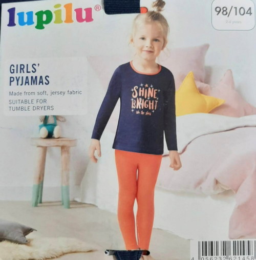 Піжама (лонгслів і штани) для дівчинки Lupilu 321317 086-92 см (12-24 months) Різнобарвний 65447